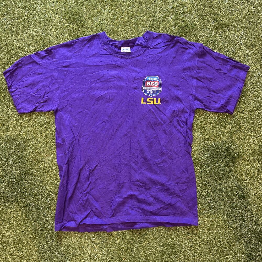 LSU Tigers Football 2012 National Championship 13-0 Purple T Shirt Mens Large